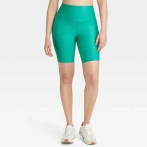 All In Motion Effortless Support High-Rise Pocketed Bike Shorts Green Size Large
